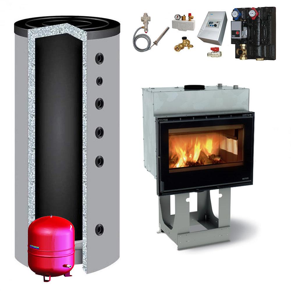 Kamineinsatz wasserführend La Nordica Focolare 80 Idro Crystal 15,4 kw + Pufferspeicher<br>(Variante: Focolare + Pufferspeicher) Kamineinsatz wasserführend La Nordica Focolare 80 Idro Crystal 15,4 kw + Pufferspeicher<br>(Variante: Focolare + Pufferspeicher)